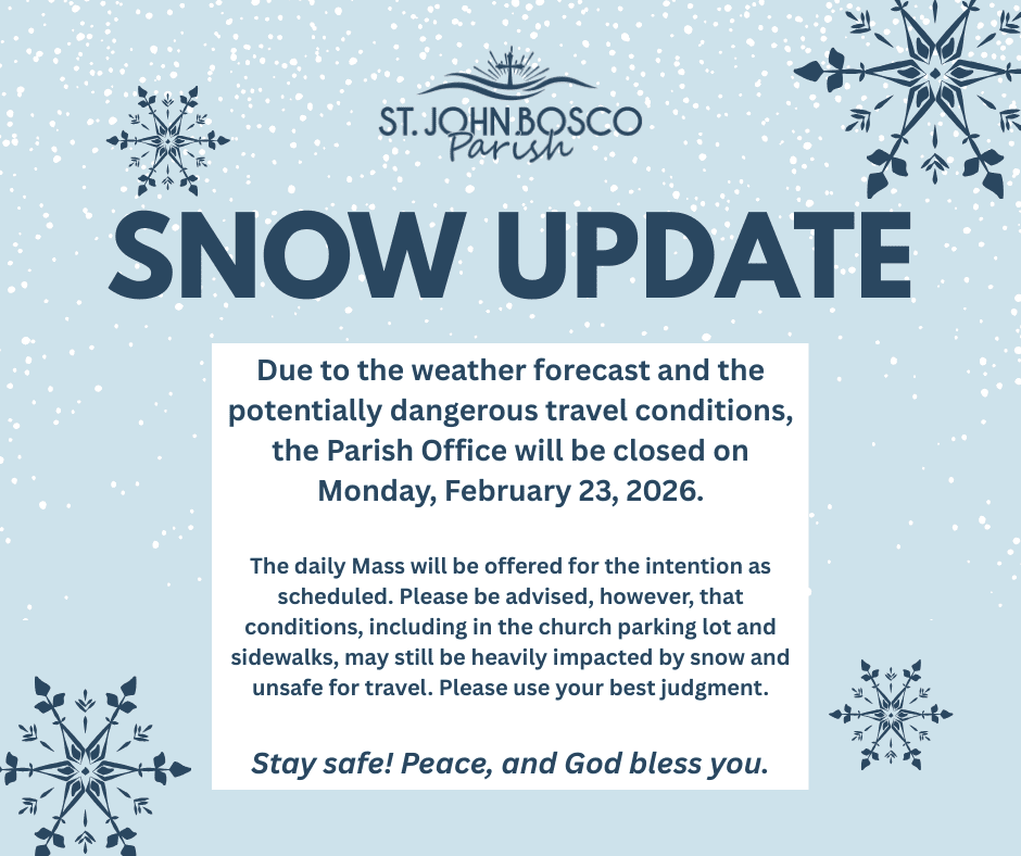 Parish Office Closed Monday, February 23rd, 2026.